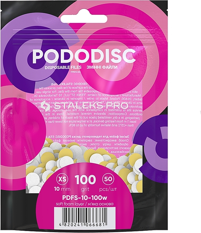 Сменные файлы для педикюрного диска Pododisc XS, 100 грит, на мягкой основе - Staleks Pro — фото N1