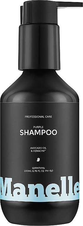 Тонирующий шампунь для нейтрализации желтизны светлых волос - Manelle Professional Care Avocado Oil & Keracyn Shampoo — фото N1