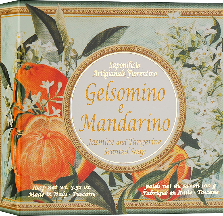 Натуральное мыло "Жасмин и Мандарин" - Saponificio Artigianale Fiorentino Jasmine & Tangerine Soap — фото N1
