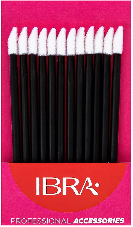 Аппликаторы для макияжа губ, черные, 12 шт. - Ibra — фото N1