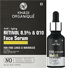 Тонизирующая сыворотка для омоложения кожи "Ретинол 0.5% + Q10" - Khadi Organique Retinol 0.5% + Q10 Anti-aging Face Serum — фото N2