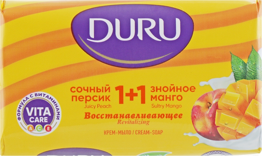 Крем-мило "Соковитий персик і спекотне манго" - DURU 1+1 — фото N1