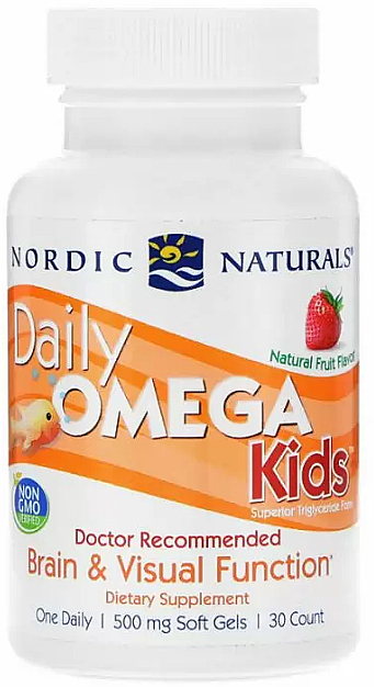 Харчова добавка для дітей, полуниця 500 мг, риб'ячий жир - Nordic Naturals Daily DHA — фото N1