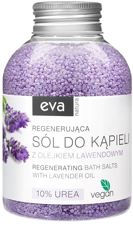 Сіль для ванн "Лаванда" із сечовиною 10% - Eva Natura Bath Salt 10% Urea — фото N1