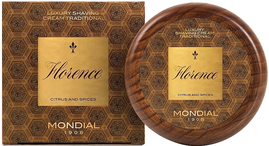 Крем для гоління "Florence" - Mondial Traditional Shaving Cream Wooden Bowl — фото N1