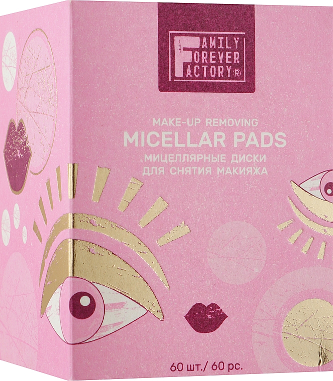 Мицеллярные диски для снятия макияжа, 60 шт - Family Forever Factory Pure Boom Micellar Pads Make-up Removing