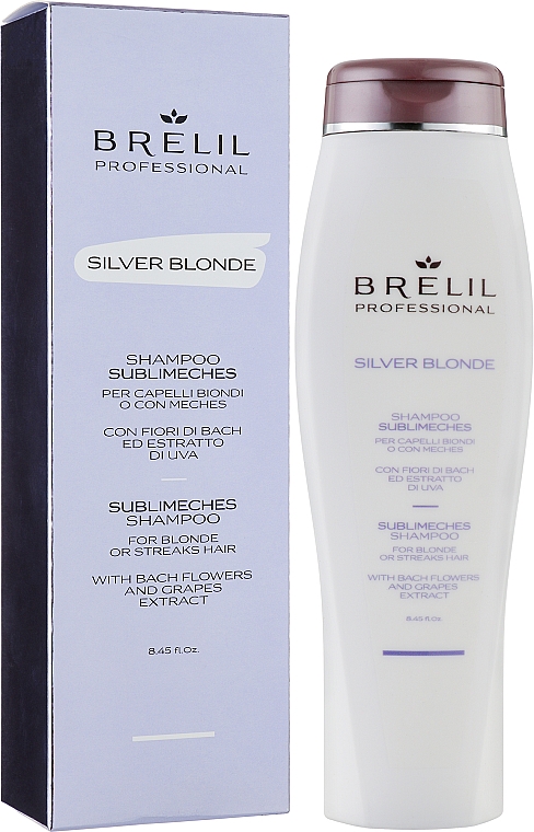 Шампунь для устранения желтизны - Brelil Silver Blonde Sublimeches Shampoo — фото N2