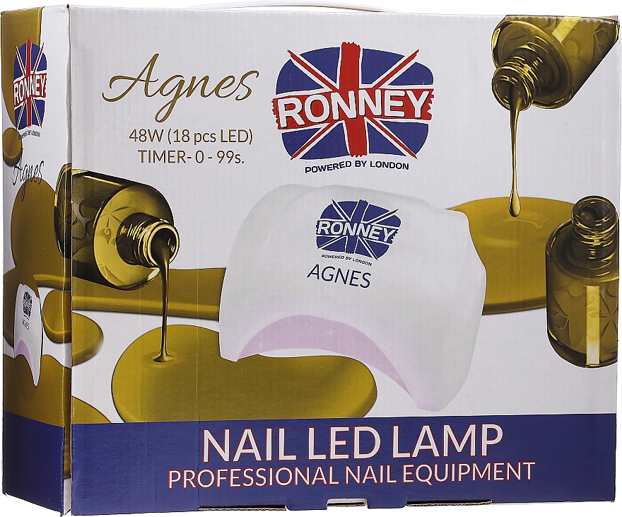 Лампа для ногтей LED, черная - Ronney Profesional Agnes Pro LED 48W (GY-LED-032) — фото N1