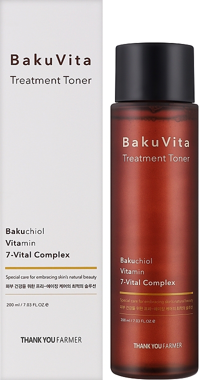 Зволожувальний тонер з бакучіолом і вітамінами C та E - Thank You Farmer BaKuVita Treatment Toner — фото N2