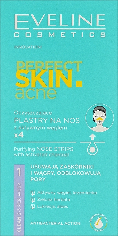 Очищающие полоски для носа от прыщей с активированным углем - Eveline Cosmetics Perfect Skin.acne  — фото N1