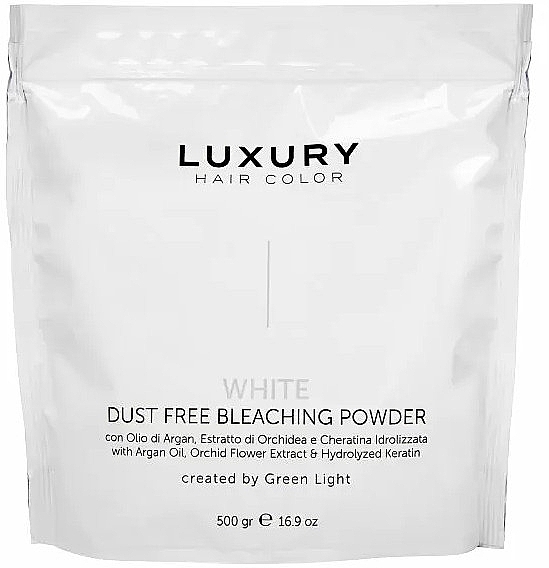 Освітлювальна пудра біла - Green Light Luxury Hair Color White Dust Free Bleaching Powder — фото N1