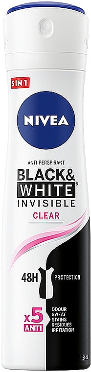 Набор "Невидимая защита для черного и белого Clear" - NIVEA Black & White Power Antiperspirant Spray (deo/2 x 150ml) — фото N2