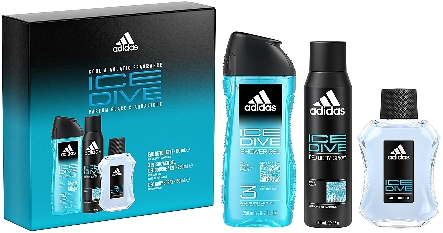 УЦЕНКА Adidas Ice Dive - Набор (edt/100ml + spray/150ml + sh/gel/250ml) * — фото N1