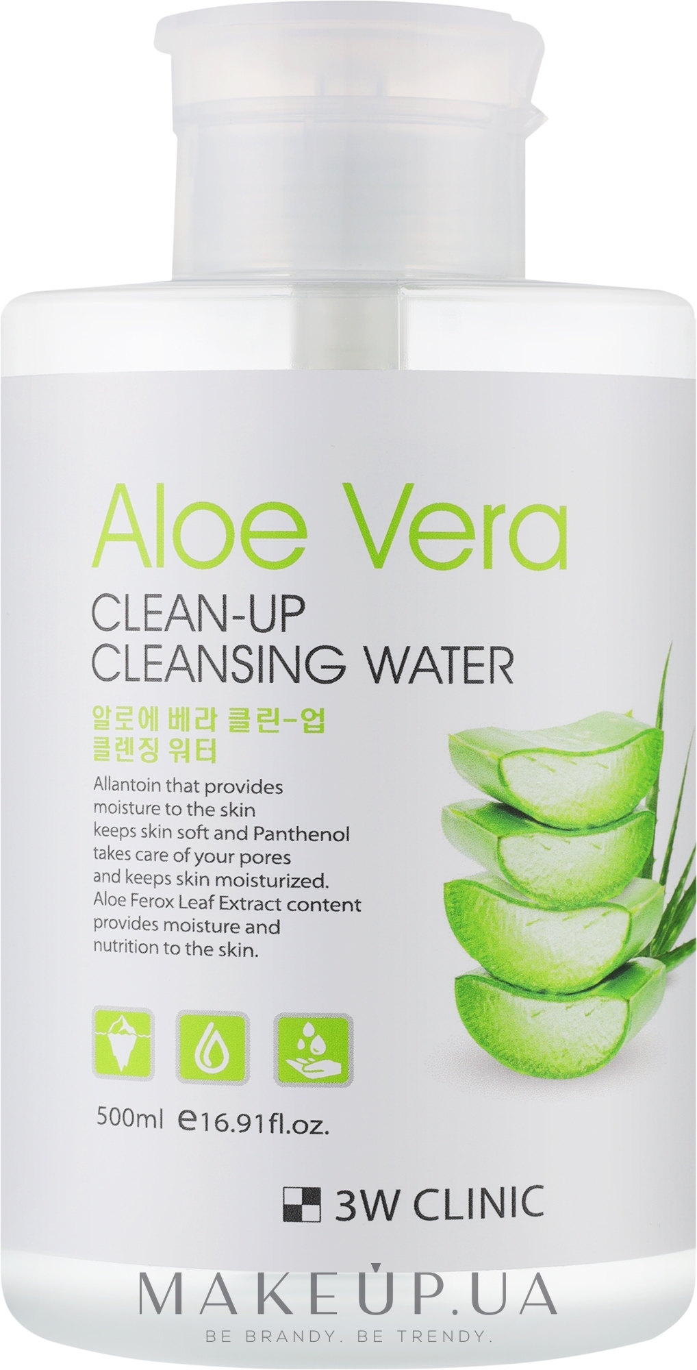 Міцелярна вода з екстрактом алое - 3W Clinic Aloe Clean-Up Cleansing Water — фото 500ml