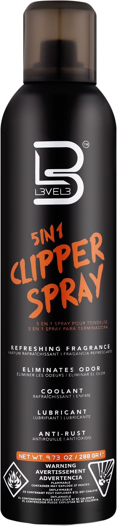 Спрей для машинки для підстригання волосся 5 в 1 - Level3 5-in-1 Clipper Spray — фото 288g