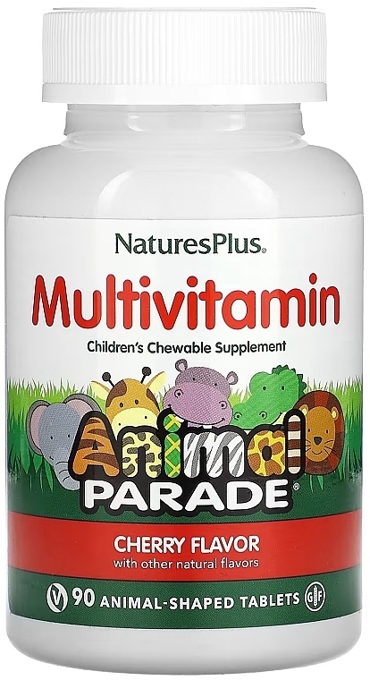 Мультивитамины для детей, вкус вишни - NaturesPlus Animal Parade Multivitamin Children’s Chewables — фото N1