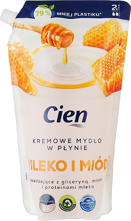 Жидкое крем-мыло "Молоко и мед" - Cien Milk & Honey Liquid Cream Soap (дой-пак)