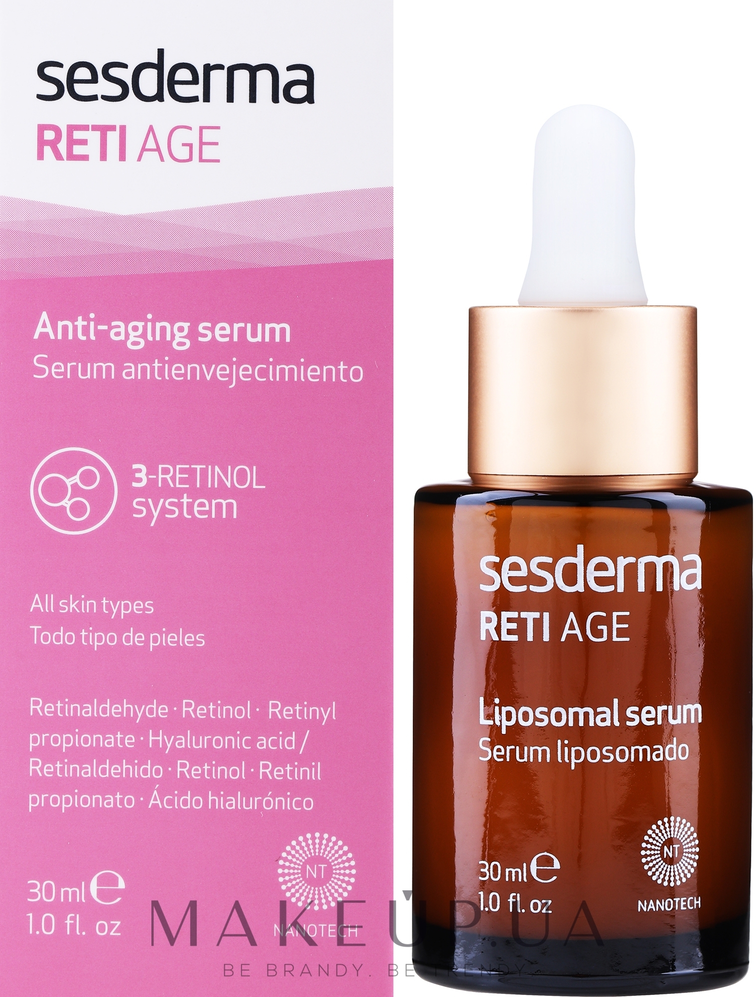 Антивікова сиворотка для обличчя з трьома видами ретинолу - SesDerma Laboratories Reti Age Facial Antiaging Serum 3-Retinol System — фото 30ml