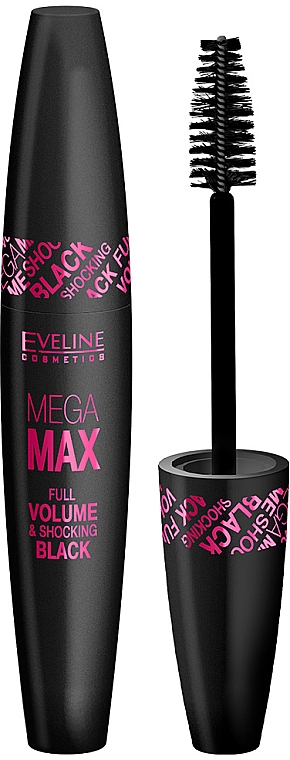 Тушь для ресниц - Eveline Cosmetics Mega Max Full Volume Shocking Black Mascara — фото N1