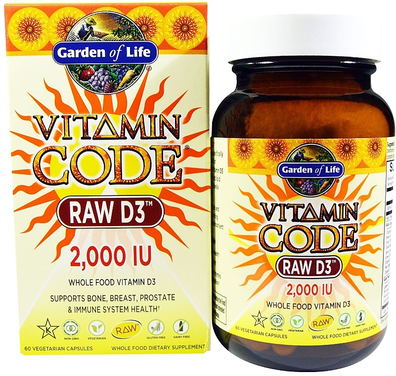 Харчова добавка - Garden of Life Vitamin Code Raw D3, 50 mcg — фото N1