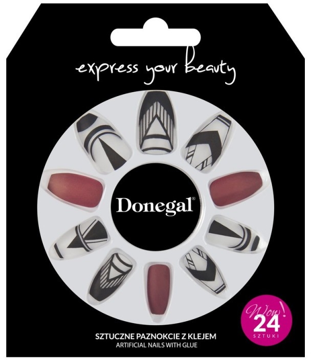 Набор искусственных ногтей 3044, красный с белым - Donegal Express Your Beauty — фото N1
