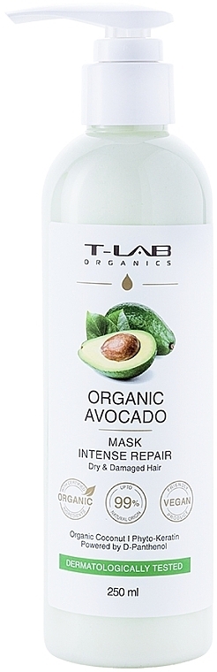Маска для сухих и поврежденных волос - T-Lab Professional Organics Organic Avocado Mask — фото N2