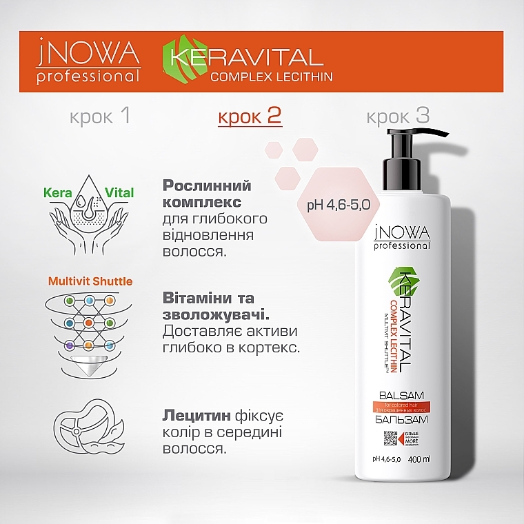 УЦЕНКА Бальзам для окрашенных волос - JNOWA Professional Keravital Balm For Colored Hair * — фото N2