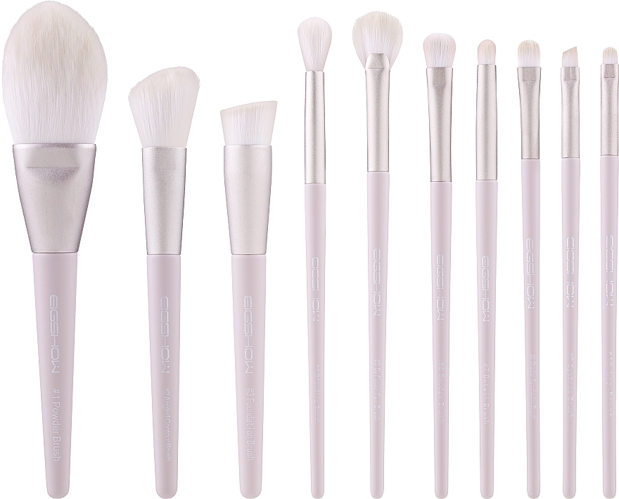 Набір пензлів для макіяжу, 10 шт. - Eigshow Morandi Series Lilac Vegan Brush Set — фото N1