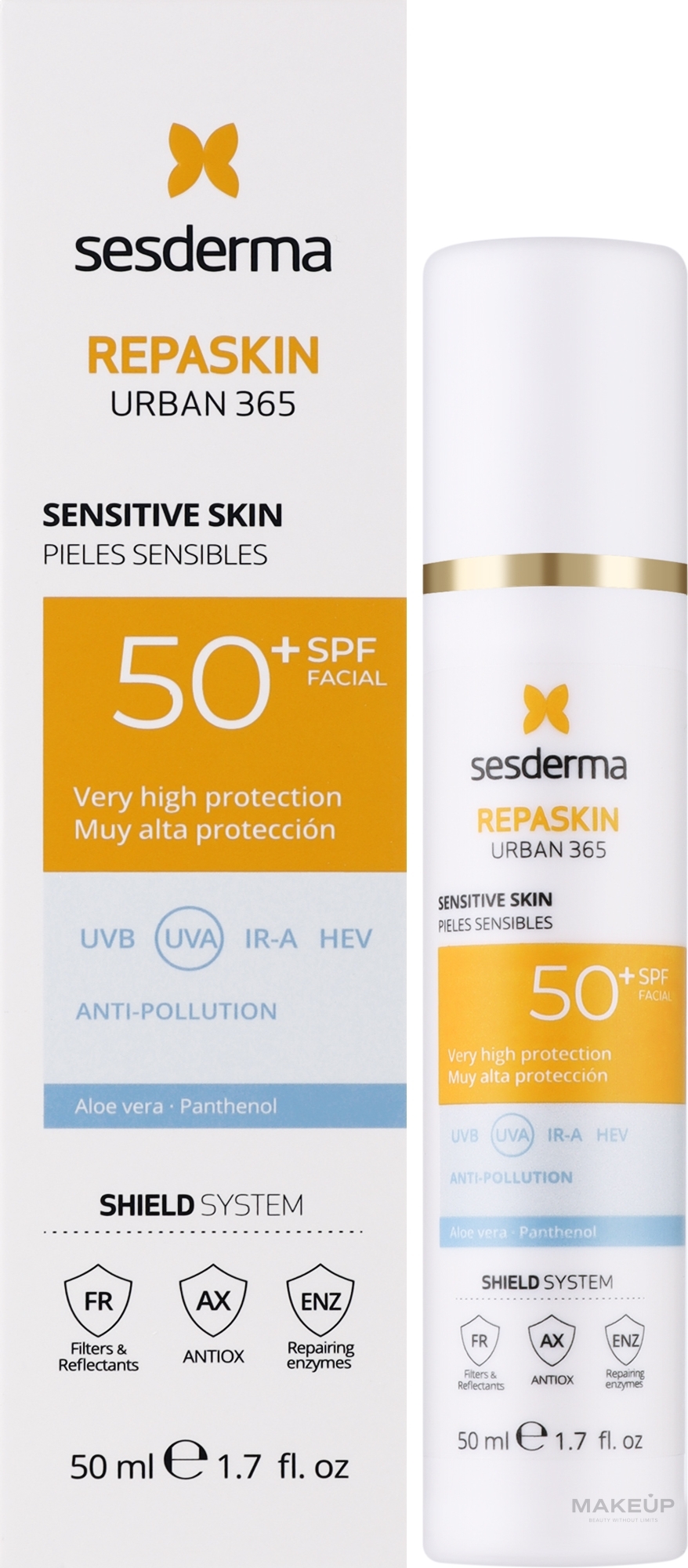 Сонцезахисний крем для чутливої шкіри - Sesderma Repaskin Urban 365 Sensitive Skin SPF50+ — фото 50ml