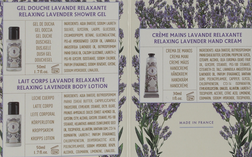 Набор для путешествий "Лаванда" - Panier des Sens Travel set Relaxing Lavender (h/cr/30ml + sh/gel/50ml + b/lot/50ml) — фото N3