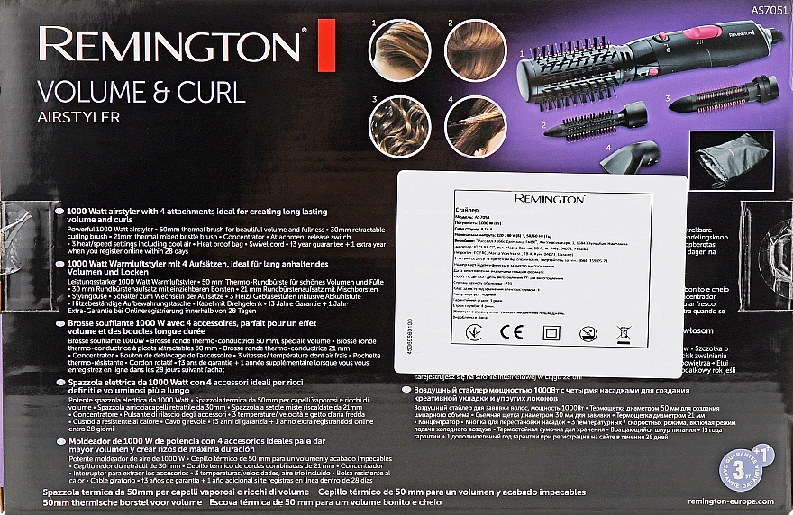 Фен-щетка для волос - Remington AS7051 Volume & Curl Airstyler — фото N4