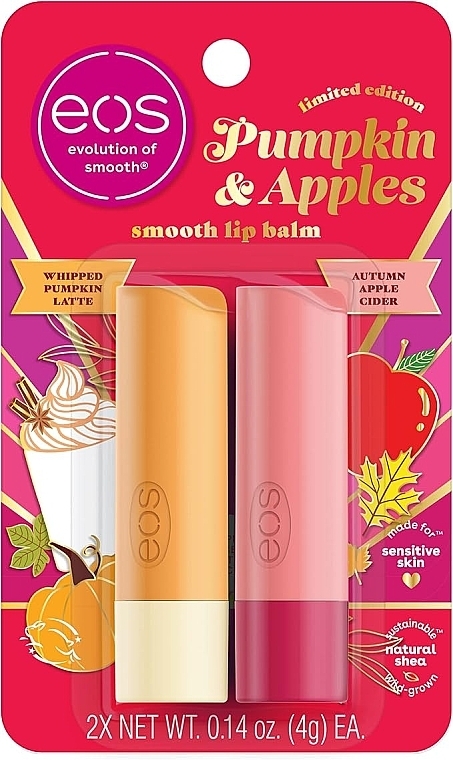 Набор бальзамов для губ - EOS Limited Edition Whipped Pumpkin & Apples (lip/balm/2x4g) — фото N1