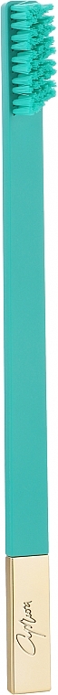 Зубная щетка средней жесткости, бирюзово-синяя матовая с золотистым матовым колпачком - Apriori Turquoise Blue Gold — фото N3