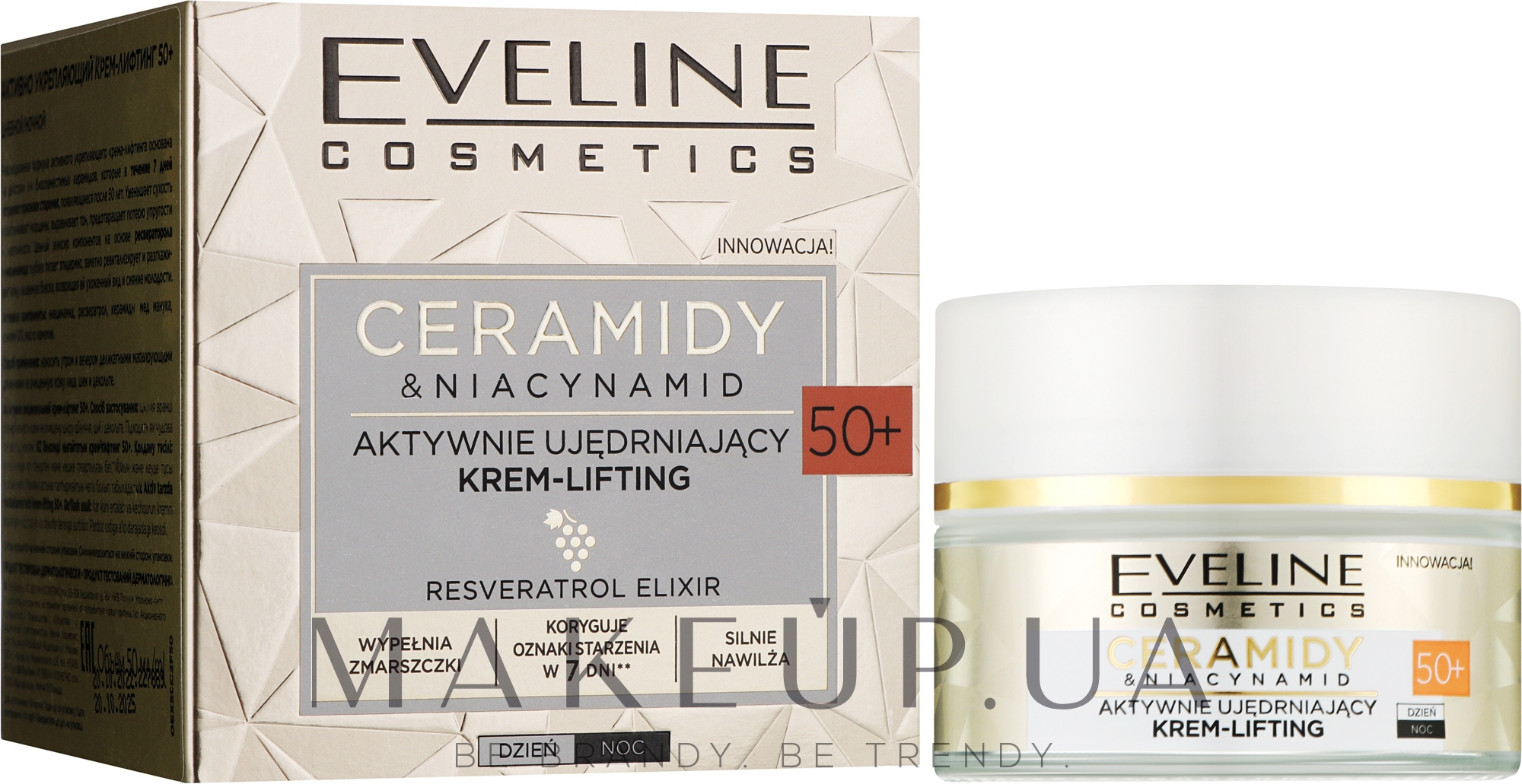 Активно укрепляющий крем-лифтинг 50+ - Eveline Cosmetics Ceramidy & Niacynamid — фото 50ml