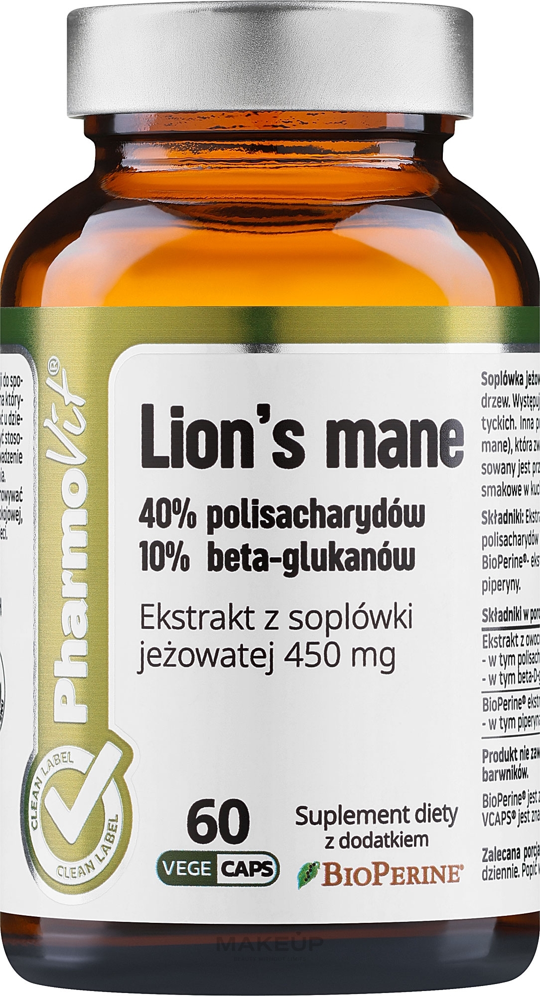 Диетическая добавка с экстрактом грибов "Львиная грива" - Pharmovit — фото 60шт