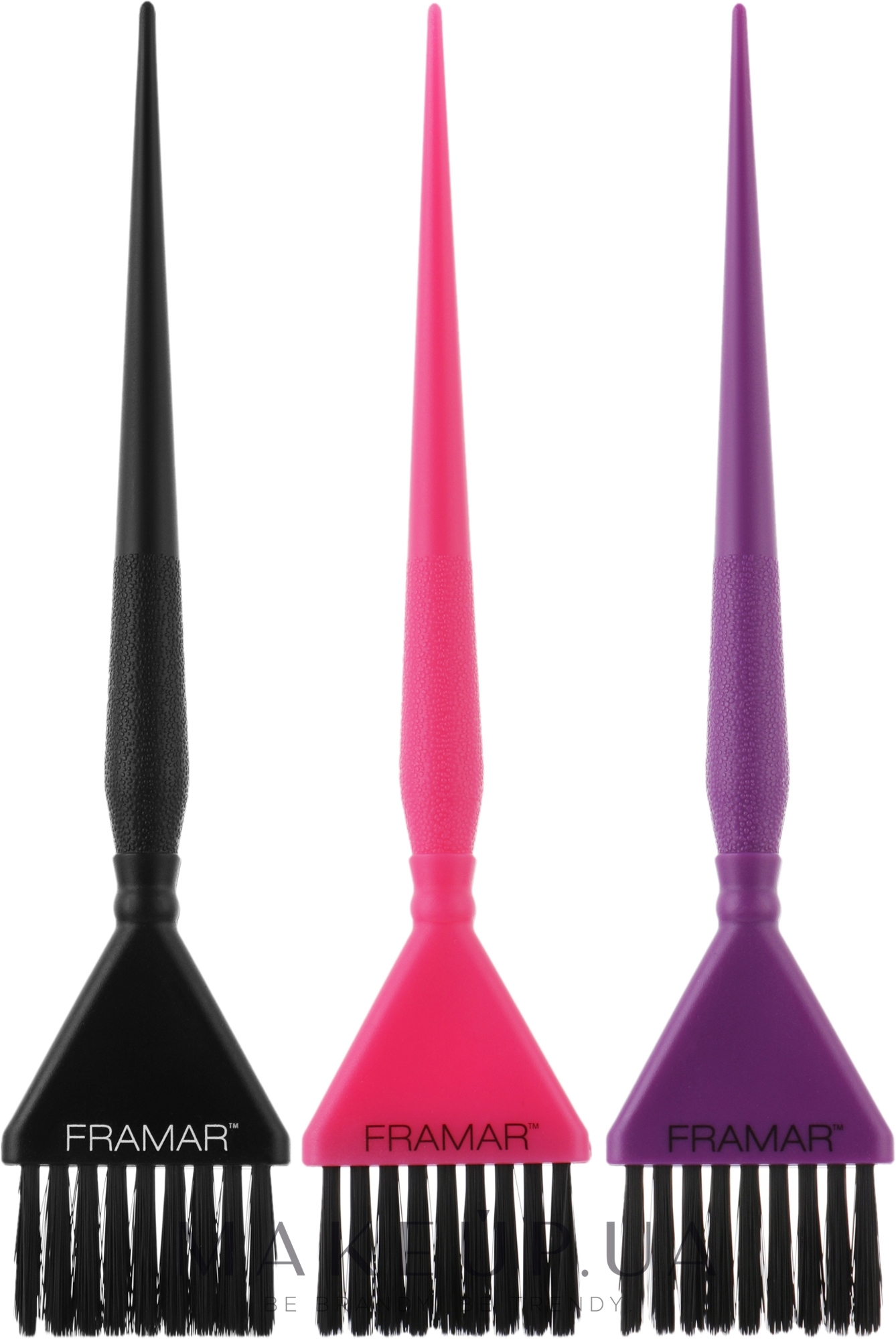 Набор кистей для окрашивания, черный, фиолетовый, розовый - Framar Needle Coloring Brush — фото 3шт
