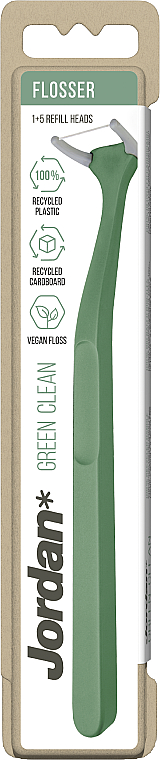 Флоссер зубная нить с держателем, зеленый - Jordan Green Clean Flosser — фото N1