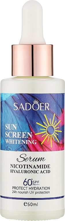 Сонцезахисна сироватка з гіалуроновою кислотою - Sadoer Sunscreen Whitening Essence SPF60+/PA + + — фото N1