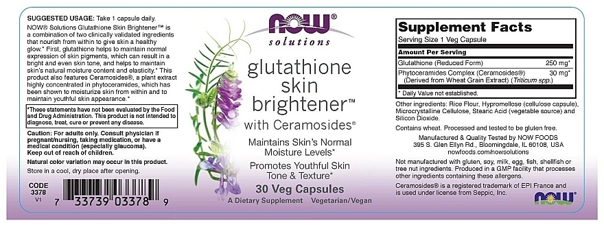 Освітлювач для шкіри з глутатіоном - NOW Foods Solutions Glutathione Skin Brightene — фото N2