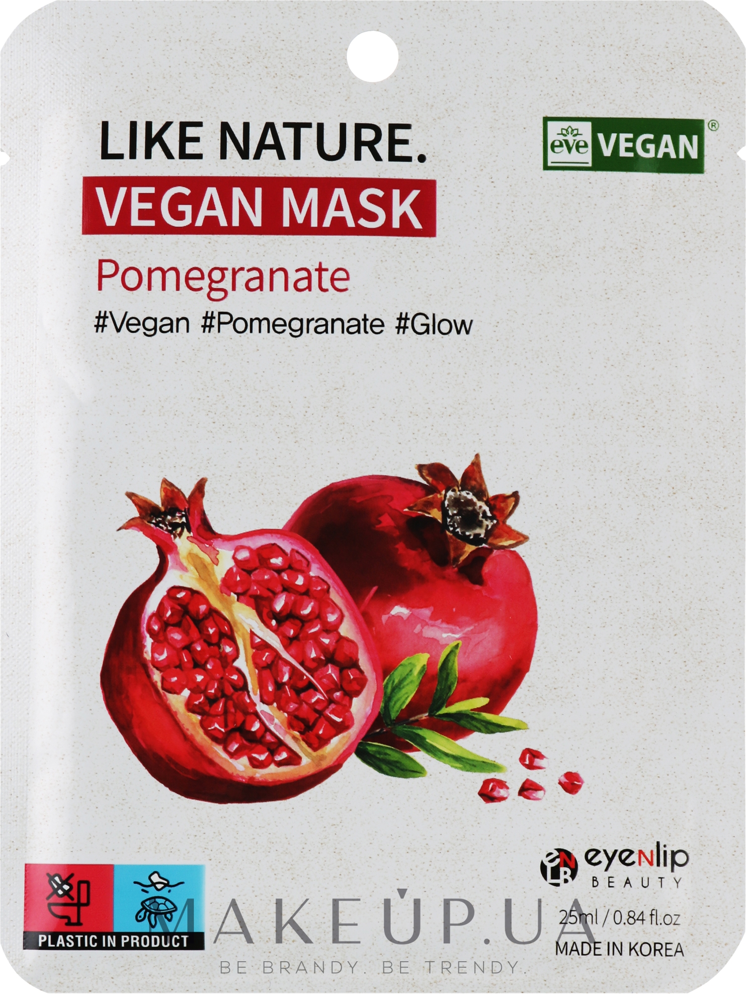 Тканевая маска для лица с гранатом - Eyenlip Like Nature Vegan Mask Pomegranate — фото 25ml