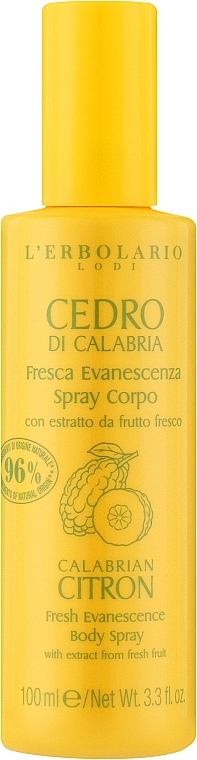 Освежающий спрей для тела "Калабрийский цитрон" - L'Erbolario Calabrian Citron Fresh Evanescence Body Spray — фото N1