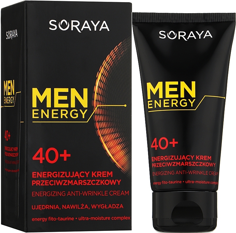 Крем проти зморшок, зволожує і розгладжує, 40+ - Soraya Men Energy — фото N2