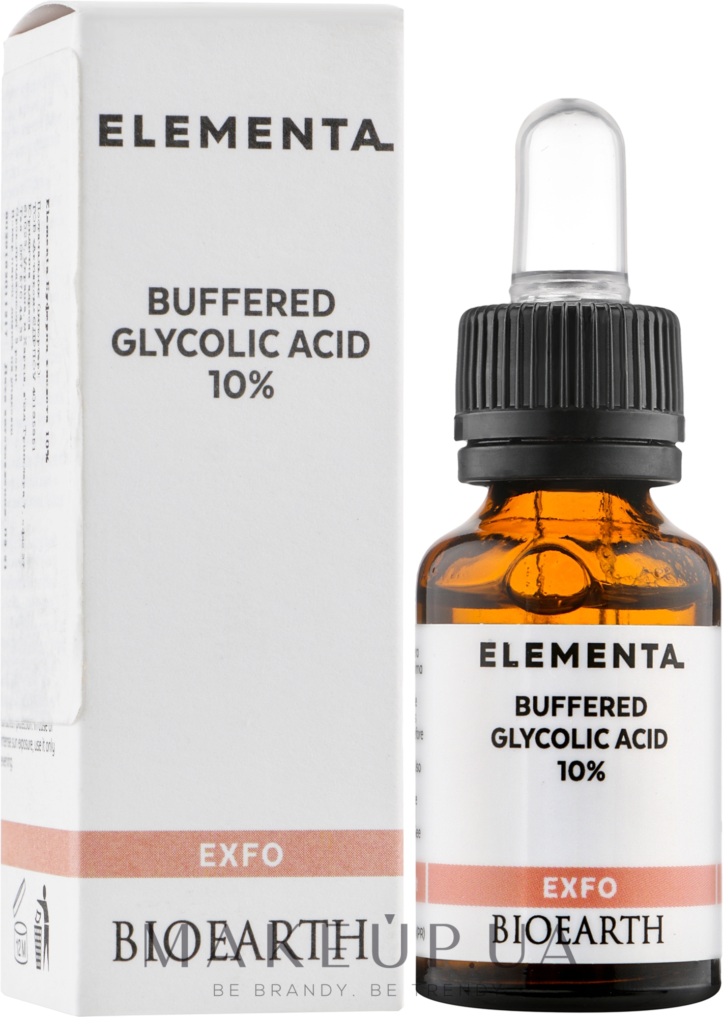 Сироватка для обличчя "Гліколева кислота 10%" - Bioearth Elementa Exfo Buffered Glycolic Acid 10% — фото 15ml