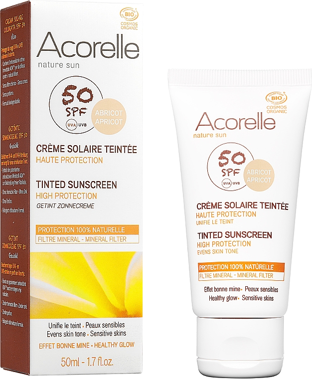 Сонцезахисний крем для обличчя з ефектом тонування - Acorelle Nature Sun Cream SPF50 — фото N1
