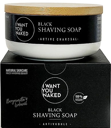 Мило для гоління "Black" - I Want You Naked Shaving Soap With Activated Carbon — фото N1