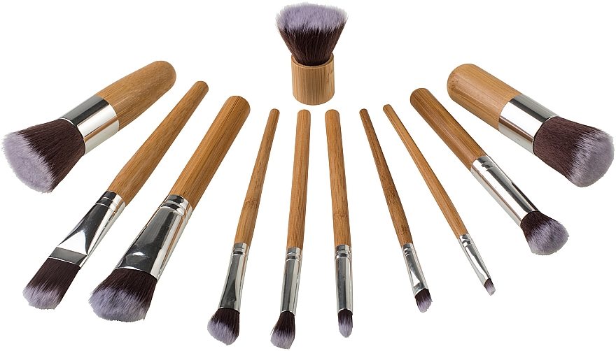 Набор кистей для макияжа в чехле, 11 шт - Zoe Ayla Cosmetics Bamboo Eco Make-Up Brush Set — фото N3
