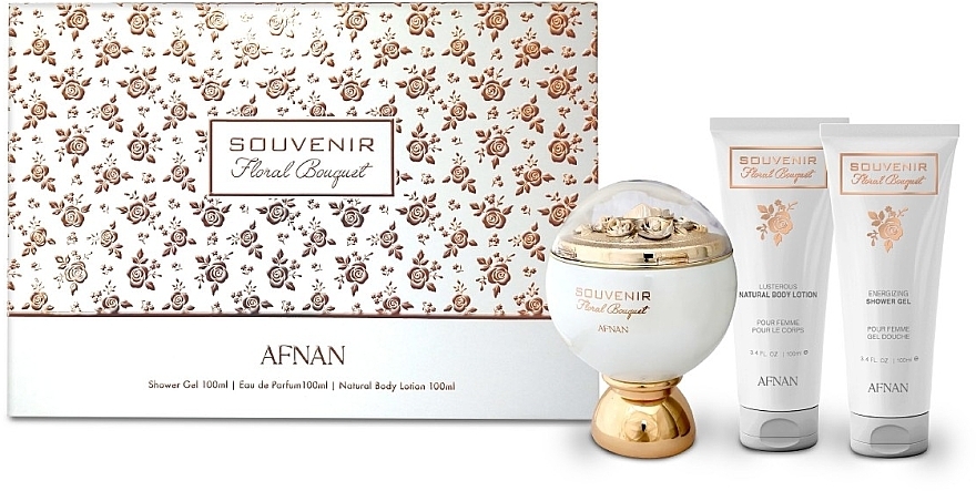 Afnan Perfumes Souvenir Floral Bouquet - Набор (edp/100ml + sh/gel/100ml + b/lot/100ml) — фото N1