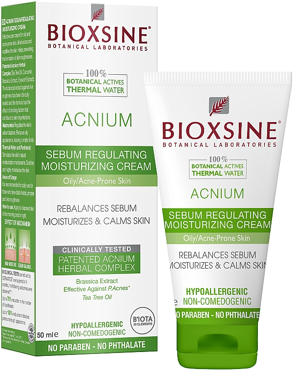 Крем для обличчя себорегулювальний - Bioxsine Acnium Sebum Regulating Moisturizing Cream — фото N1