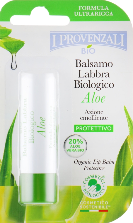 Бальзам для губ с органическим соком Алоэ 20% - I Provenzali Aloe Lip Balm — фото N1