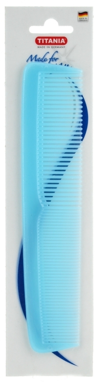 Расческа пластиковая комбинированная 19.5 см, голубая - Titania — фото N1